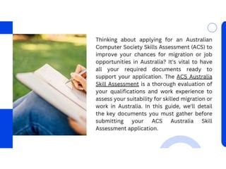 Documents required for the Australian skills assessment application.